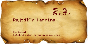 Rajtár Hermina névjegykártya